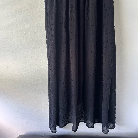 Monteau Ruffle Faux Wrap Midi Dress Flutter Sleeves Black Swiss Dot S - Picture 8 of 10